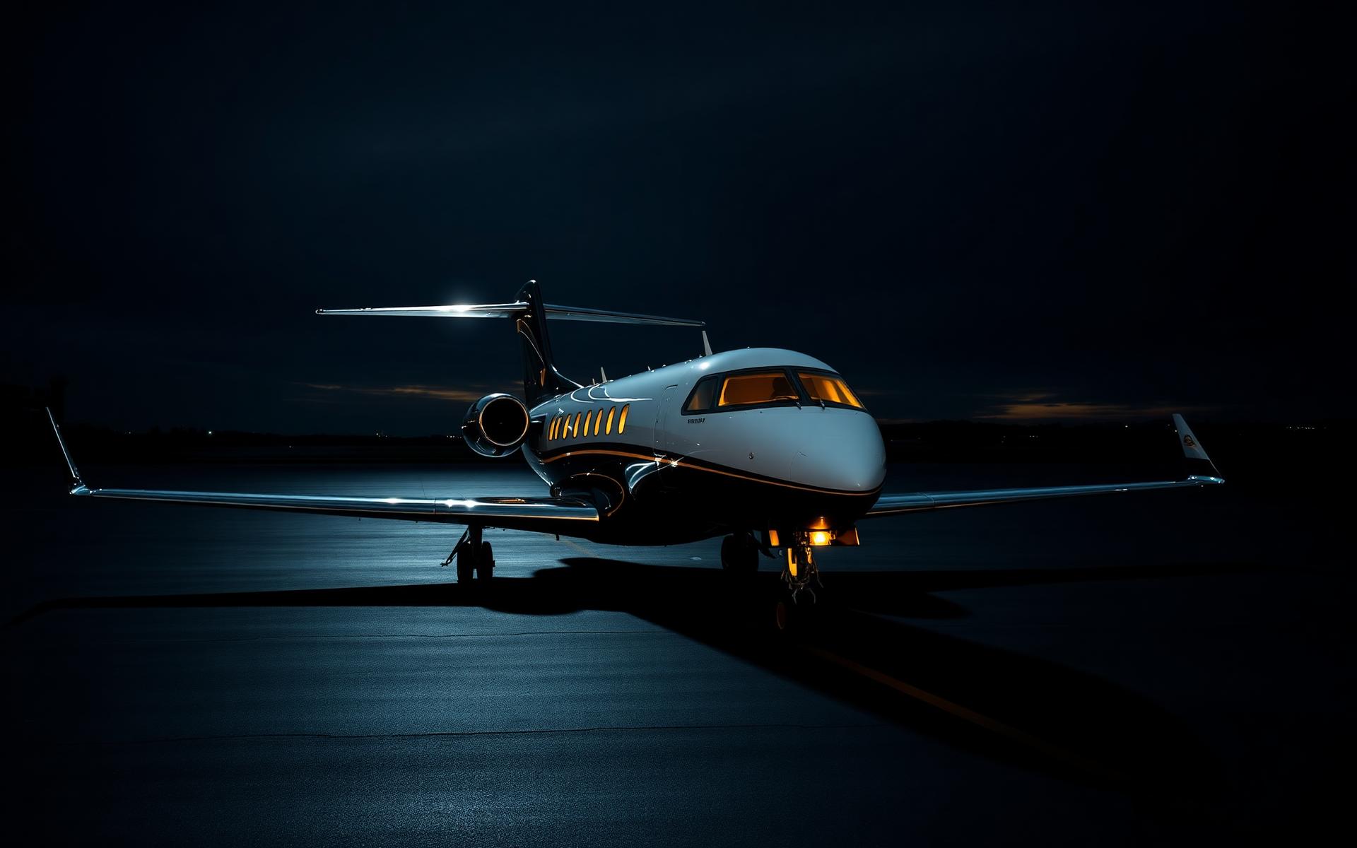 Private aviation at dusk